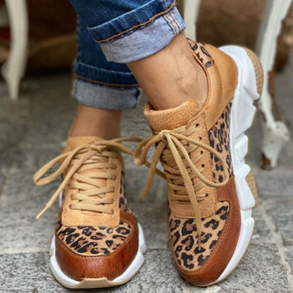 Dam Sneakers Leopardmönster Flexibel Textil Design-2
