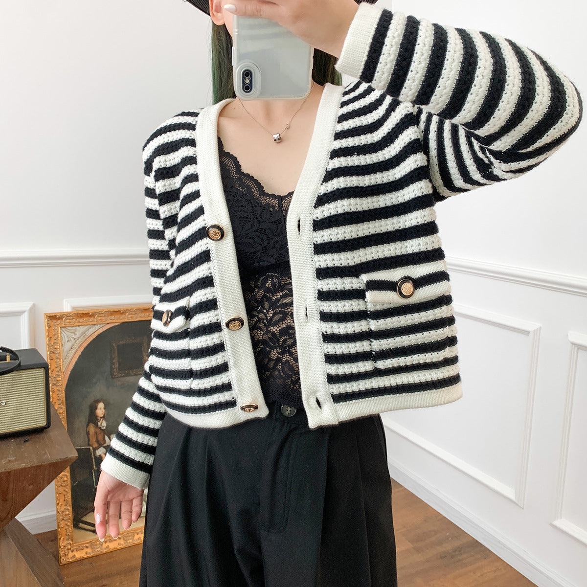 Dam Kofta Chic Stickad Mjuk Värmande Tyg 8