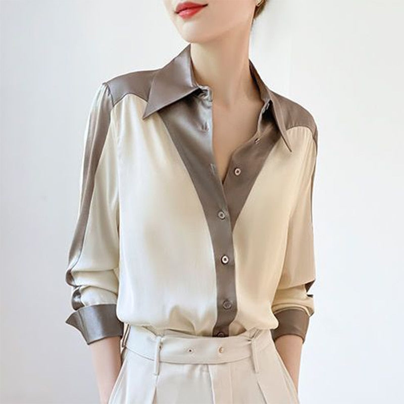 Variant image for Dam Skjorta Patchwork Bomull Polyester Elegant Design-1