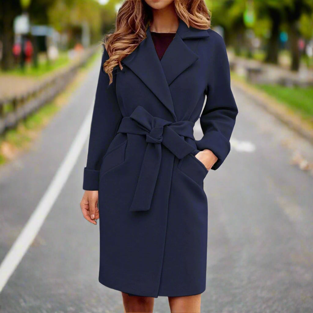 Variant image for Lång Vinterrock Dam Med Bälte Elegant Högkvalitativt Tyg-16