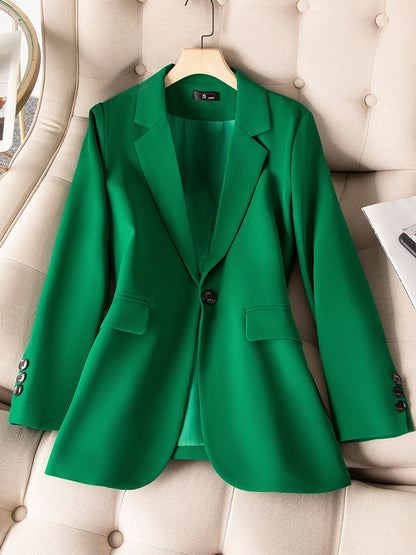 Dam Blazer Monokrom Acetat Spandex Klassisk Snitt med Fickor-2