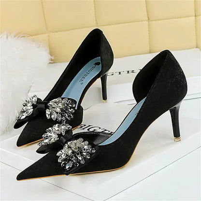 Dam Pumps Spetsig Design PU-Material Eleganta och Bekväma Skor-1