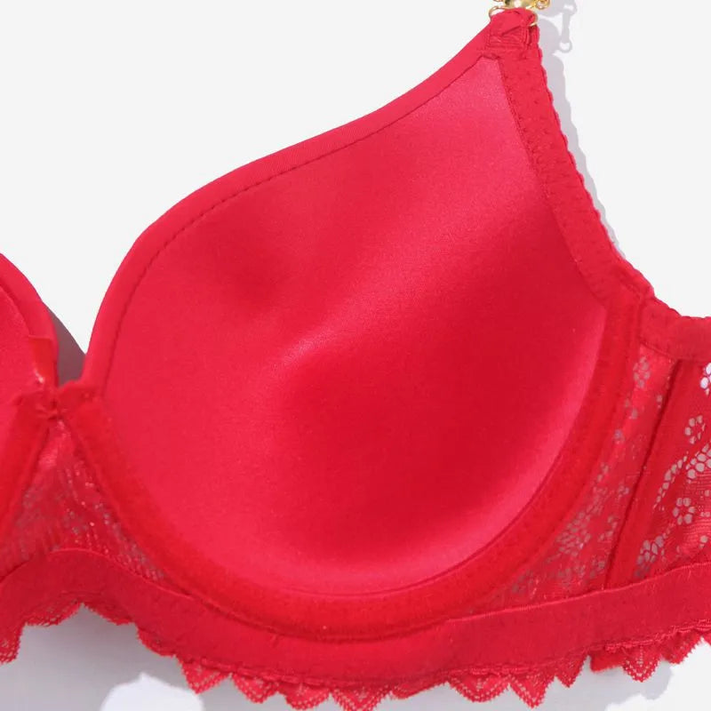 Kvinnors Push-up BH med Strass och Metalliska Detaljer, Vadderade Koppar och Andningsbart Material-3
