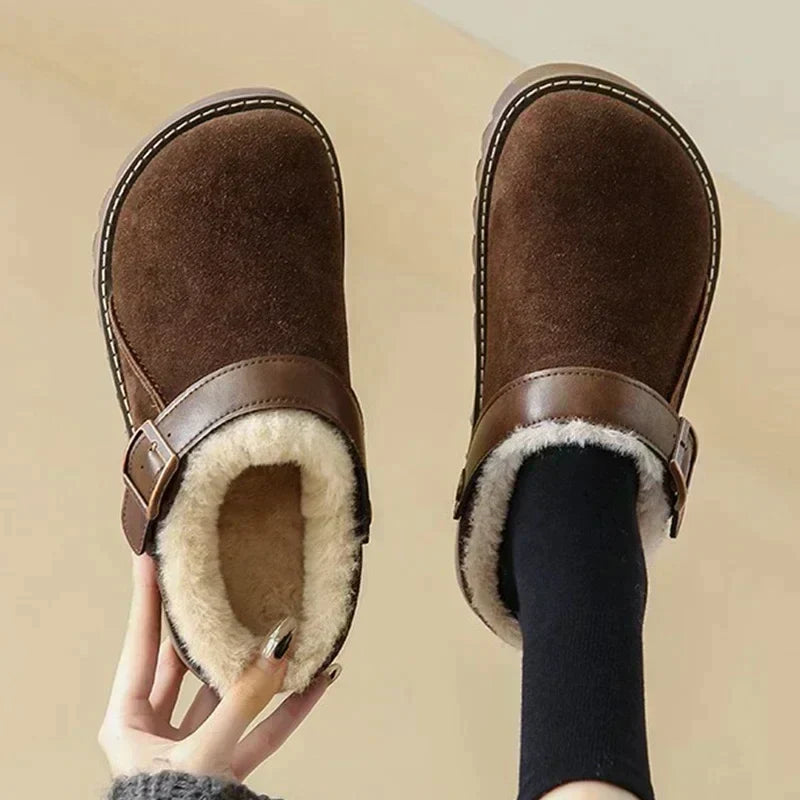 Dam Tofflor Fodrade Mocka Elegant Slip-On Med Pälsfoder-5
