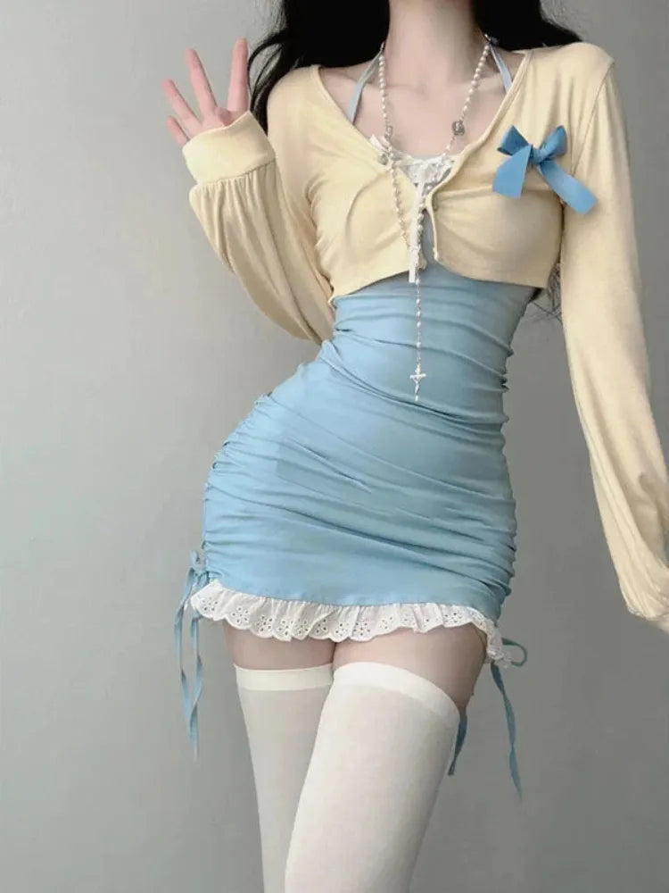 Kvinnors Miniklänning Rektangulär Halsringning Polyester-4