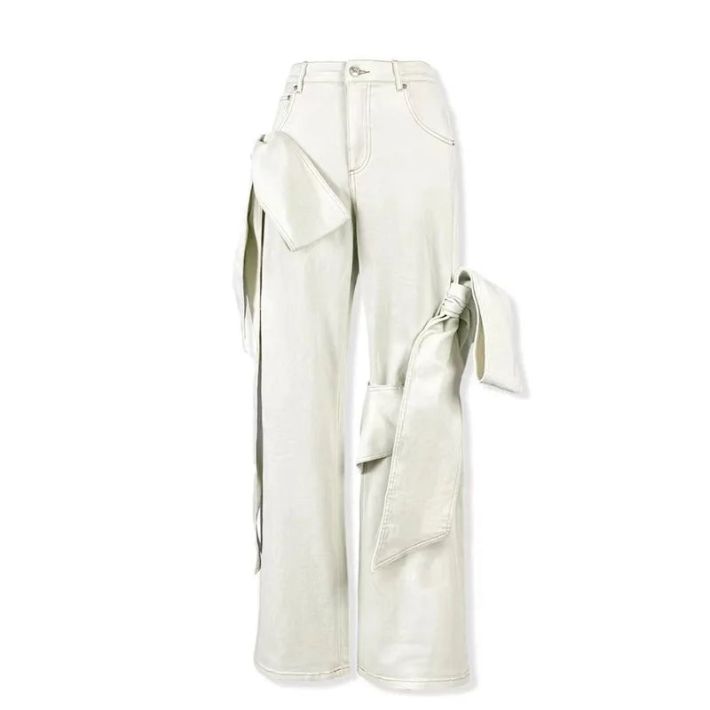 Variant image for Snygga Byxor Dam Kort Stil Polyester Denim med Fickor-4