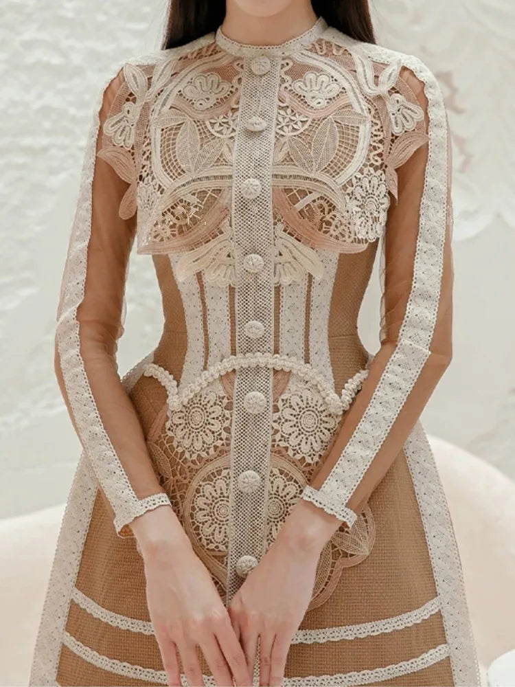 Dam Miniklänning A-Linje Patchwork Polyester-2