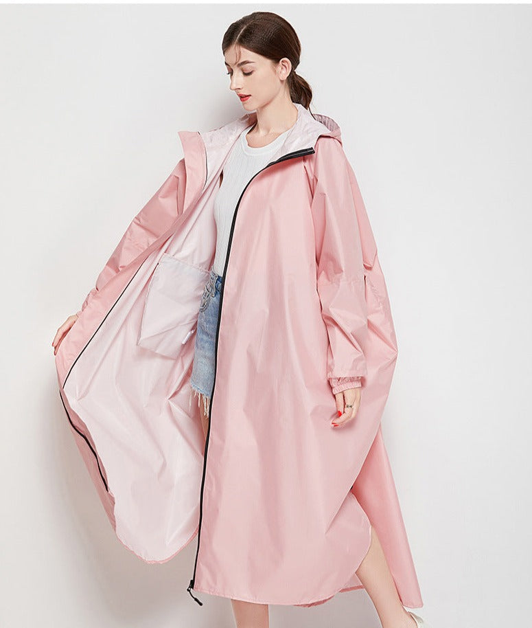 Kvinnors Regnjacka Vattentät med Huva Full Zip Polyester-1