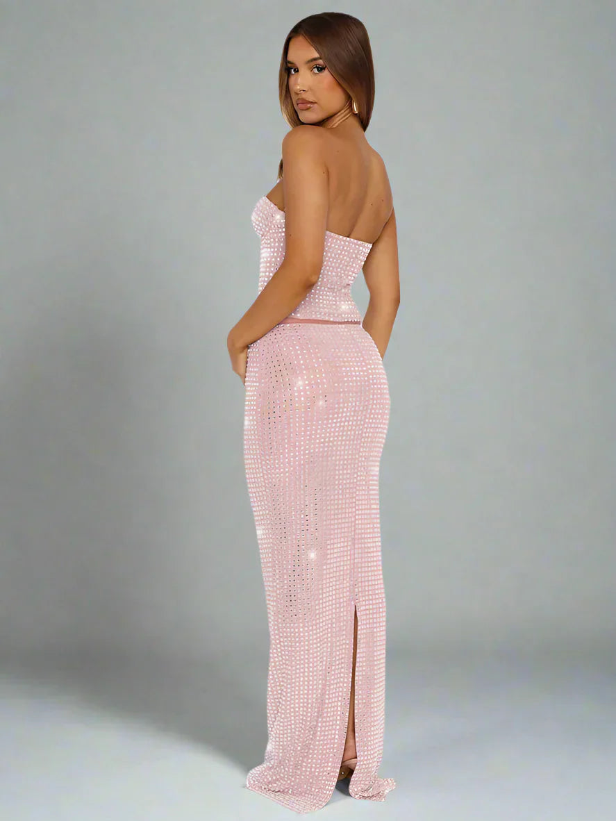 Dams Klänning Set Glittrande Paljetter Spandex Polyester-5