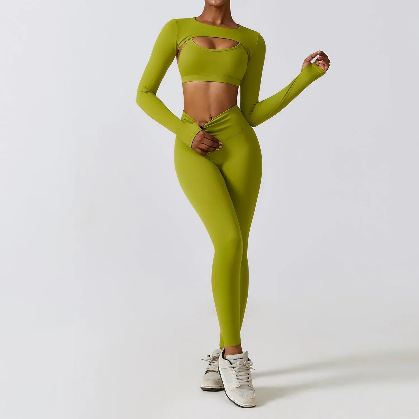 Dam Leggings Set Sportig Nylon Spandex-3