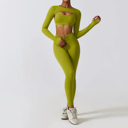 Dam Leggings Set Sportig Nylon Spandex-3