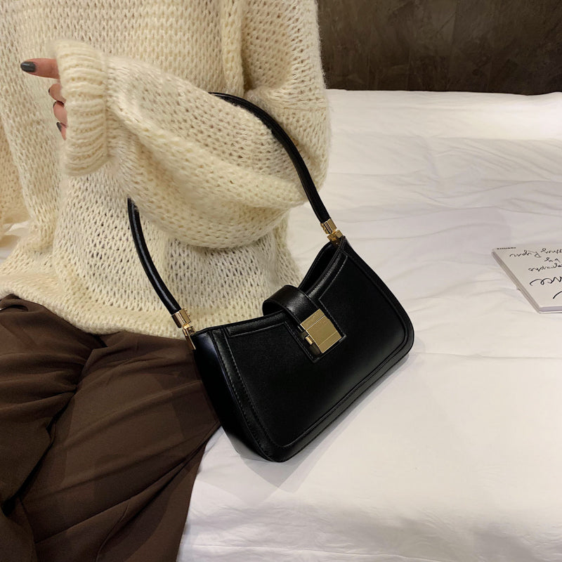 Dam Axelväska Stilren Syntetiskt Läder med Dragkedja-6