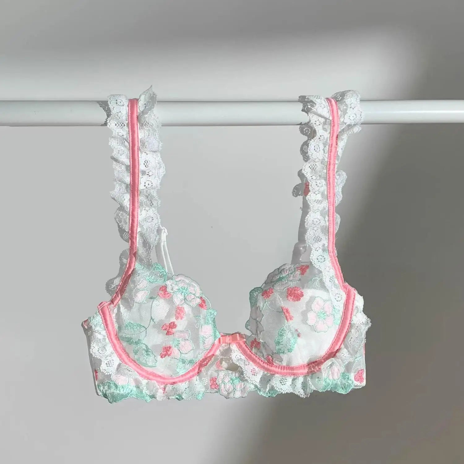 Dam BH Set Blommigt Mönster Bomull Polyester-6