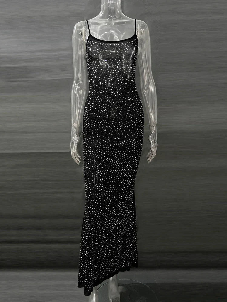 Variant image for Lång Klänning Dam Golvlängd Spaghetti Remmar Polyester-5