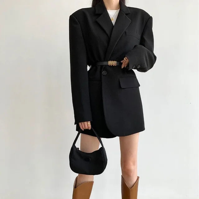 Kvinna Blazer Smal Passform Syntetfiber-4