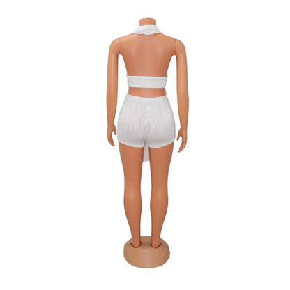 Dam Shortsuppsättning V-Hals Elastisk Polyester 5