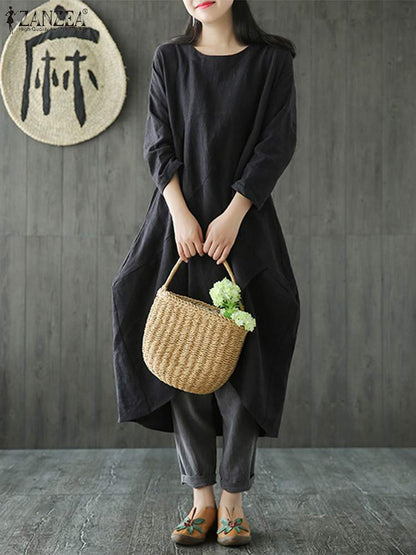 Variant image for Maxi Klänning Dam Mjuk Bomull Elegant Lång Klänning-19