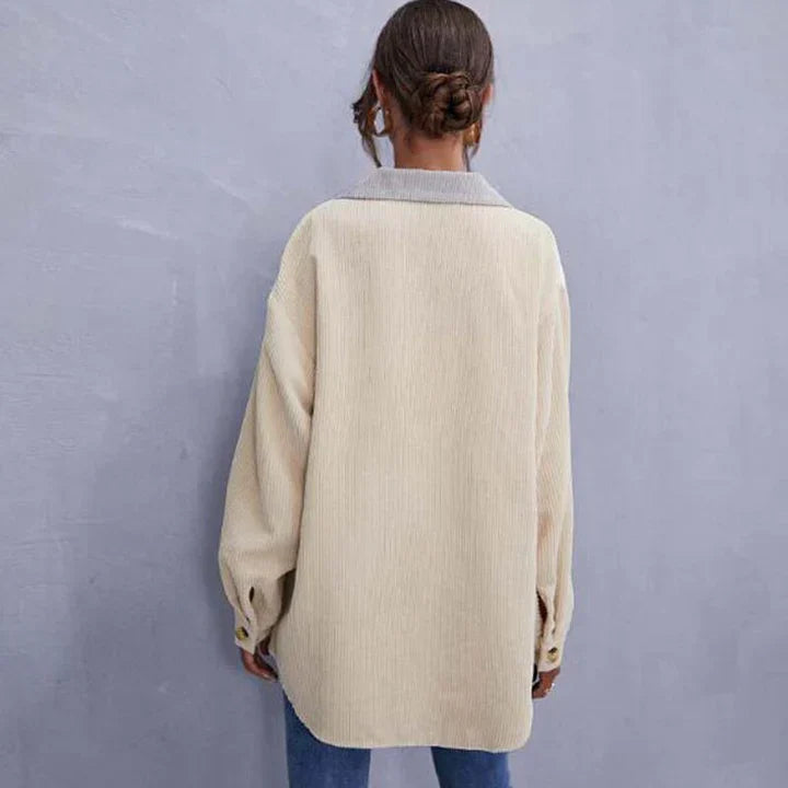 Damjacka Cord Modern Design Komfortabel Jacka för Dam-3