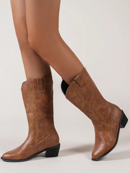 Kvinnors Cowboy Stövlar Boho-Design Läder Syntetiska Material-6