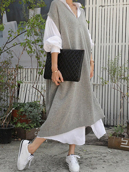 Damklänning V-ringad Polyester Lätt och Luftig-2