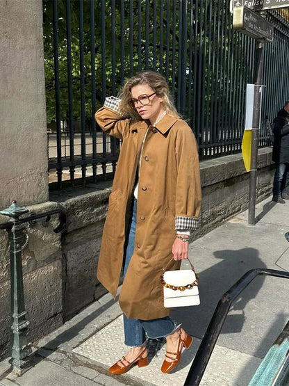 Kappa för kvinnor Elegant Rutigt Foder Högkvalitativ Material-4