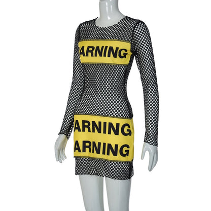 Dam Miniklänning Glittrig Polyester med Nätverksdetaljer-4