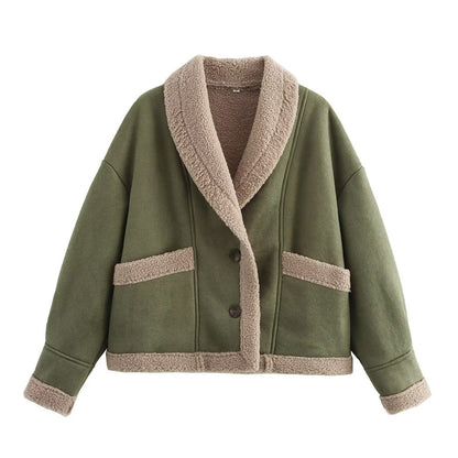 Damjacka Suede Stilren med Fickor för Dam-5