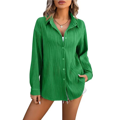 Vit Dam Blus Modern Avslappnad Polyester-6