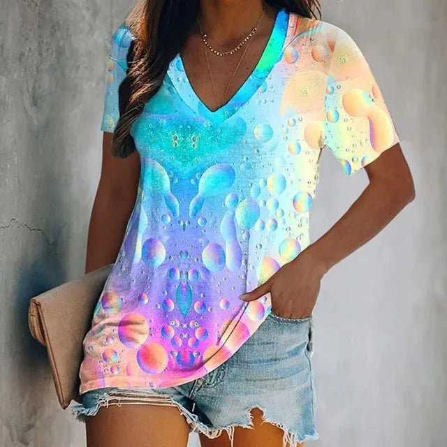 Kvinnors Kort Blus Mjuk Polyester Luftig Design-2