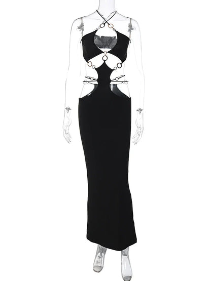 Dam Klänning Maxi Halshållare Elegant Polyester Fina Dam Klänningar-6