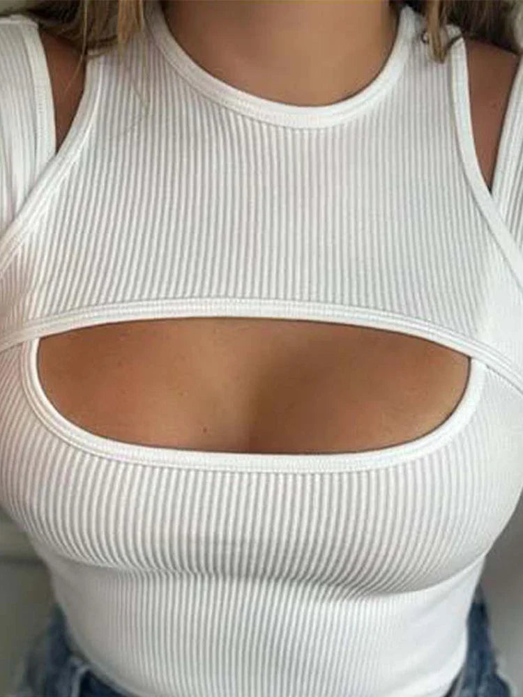 Dam Crop Top Unikt Snitt Polyester-5