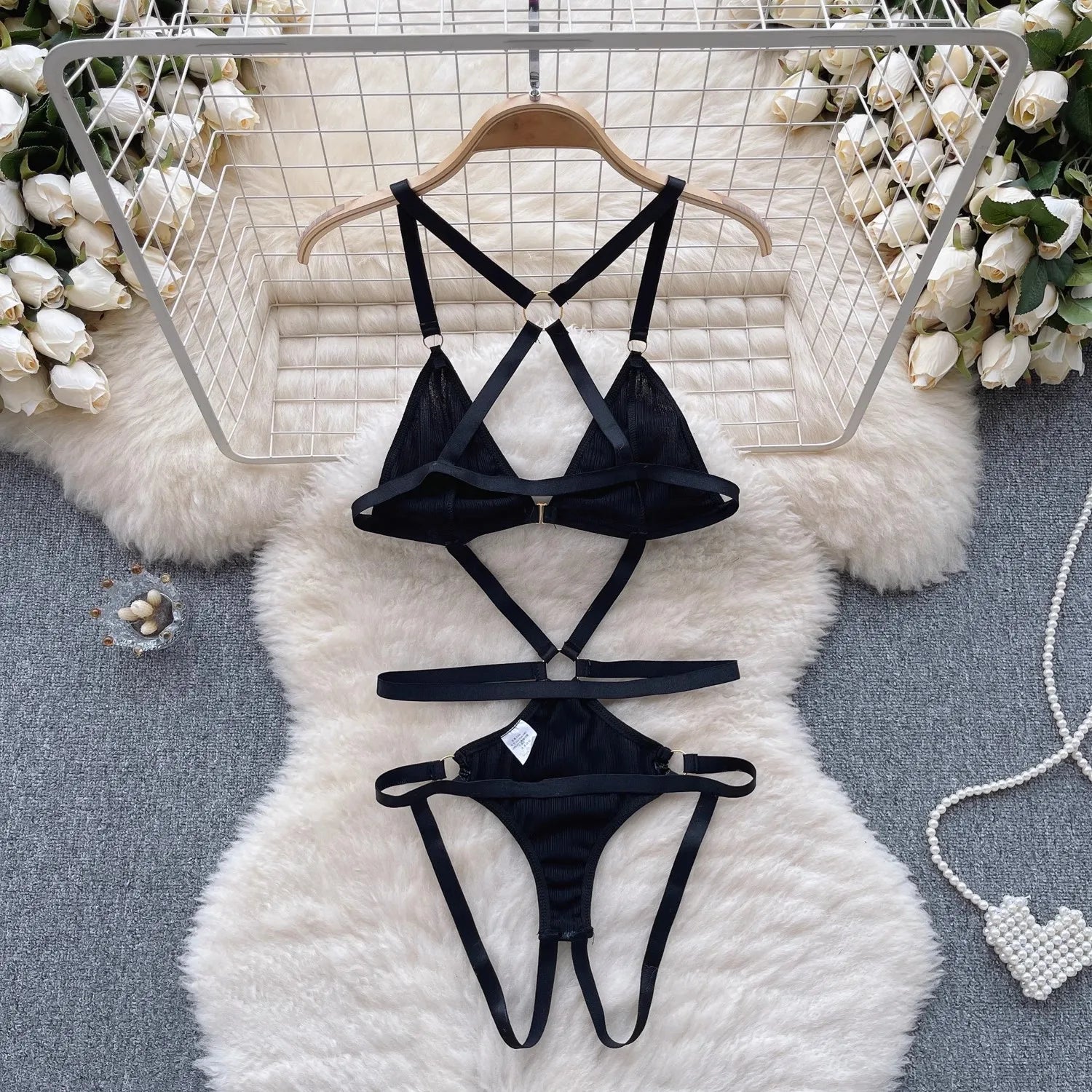 Dam Teddy Förförisk Design Hög Midja Polyester-2