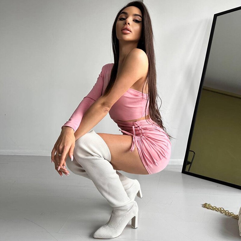 Dam Glittrig Miniklänning Trendigt Snitt Polyester Spandex-3