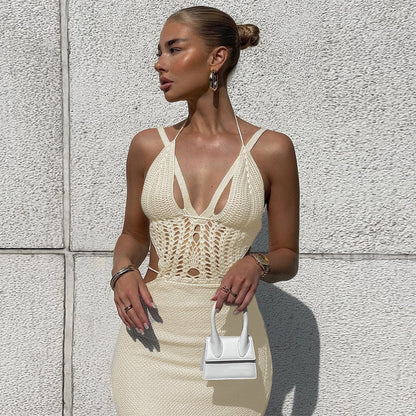 Kvinnors Miniklänning Avslappnad Silhuett Syntetfiber V-Ringning Utan Ärmar-4