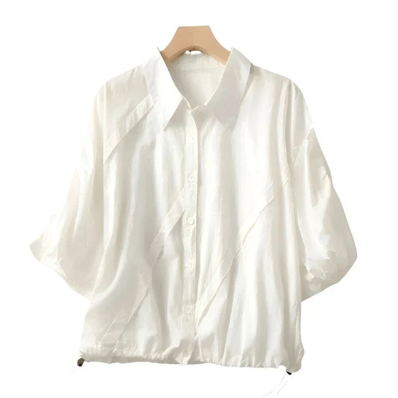Kvinnors Blus Justerbar Linne Sommar-1