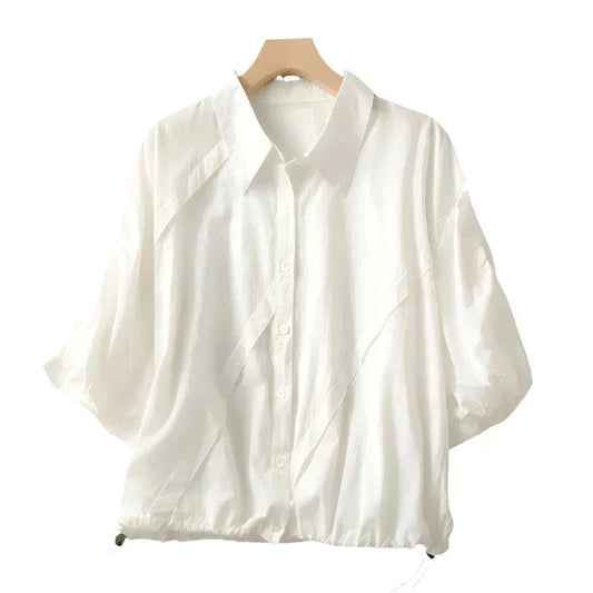 Kvinnors Blus Justerbar Linne Sommar-1