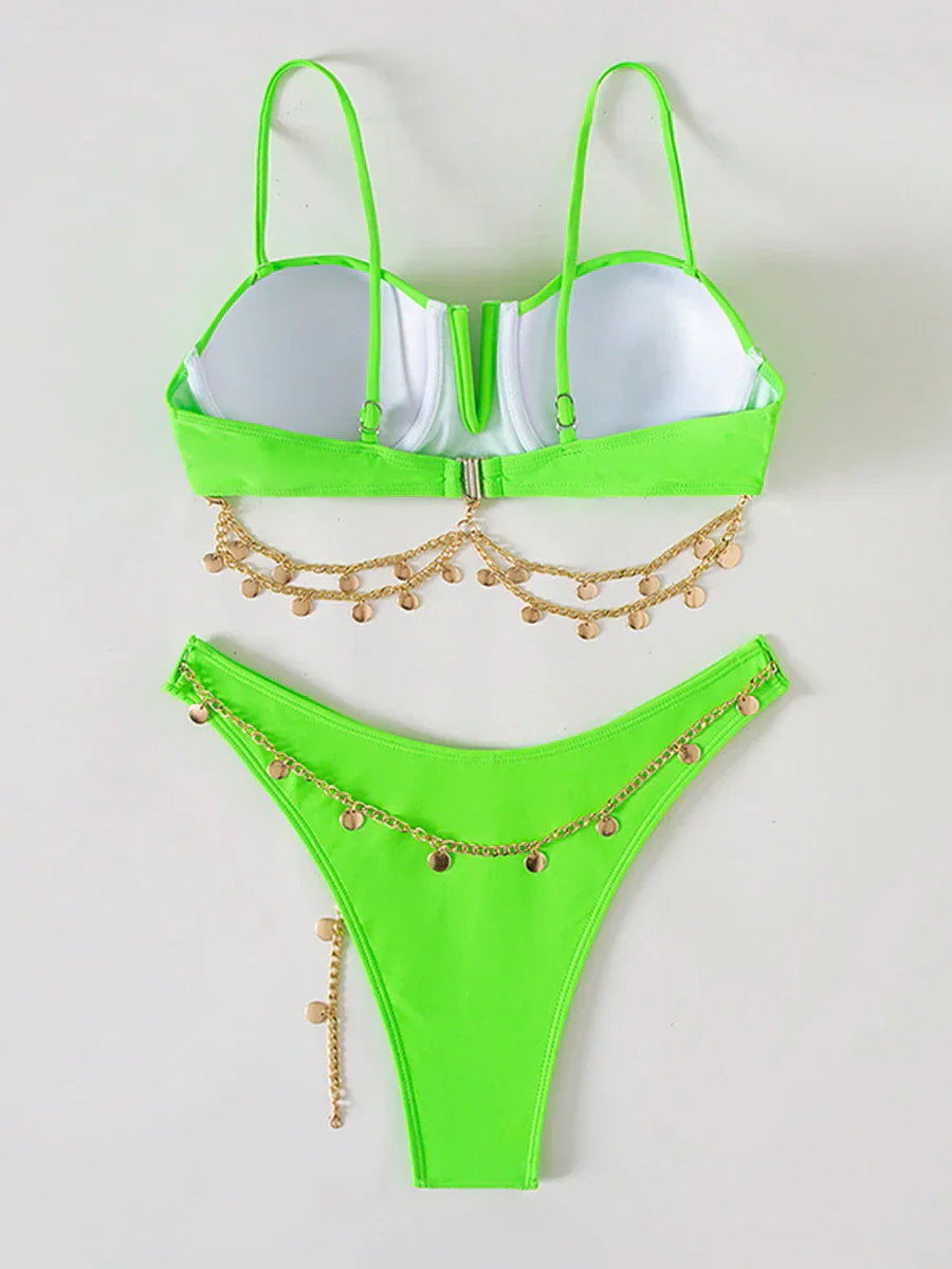 Dam Bikini Set Strandlook Spandex Polyester-5