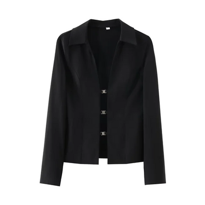 Dam Skjorta V-ringning Enfärgad Polyester-5