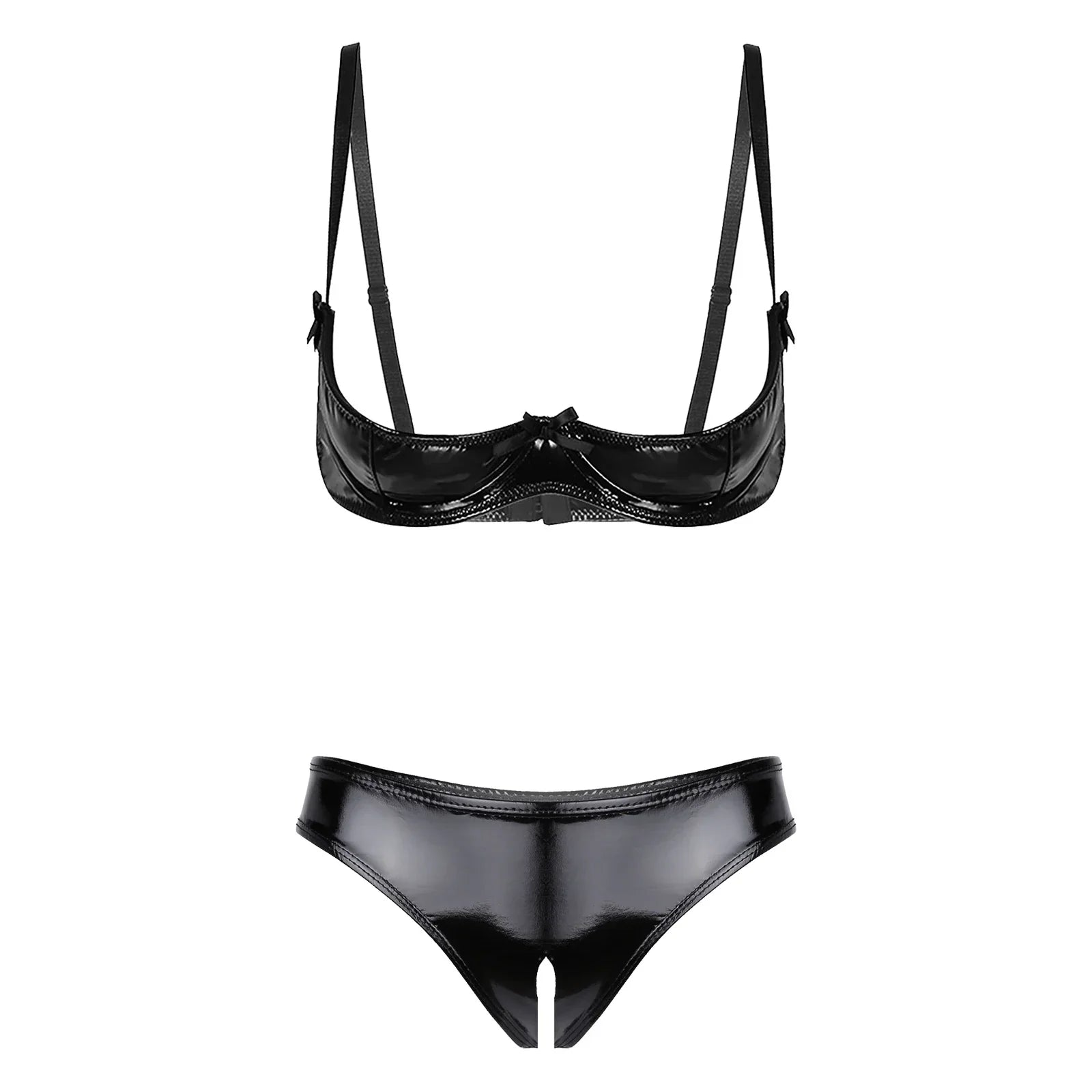 Herr Crotchless Underkläder Monokrom Spandex Patentläder 1
