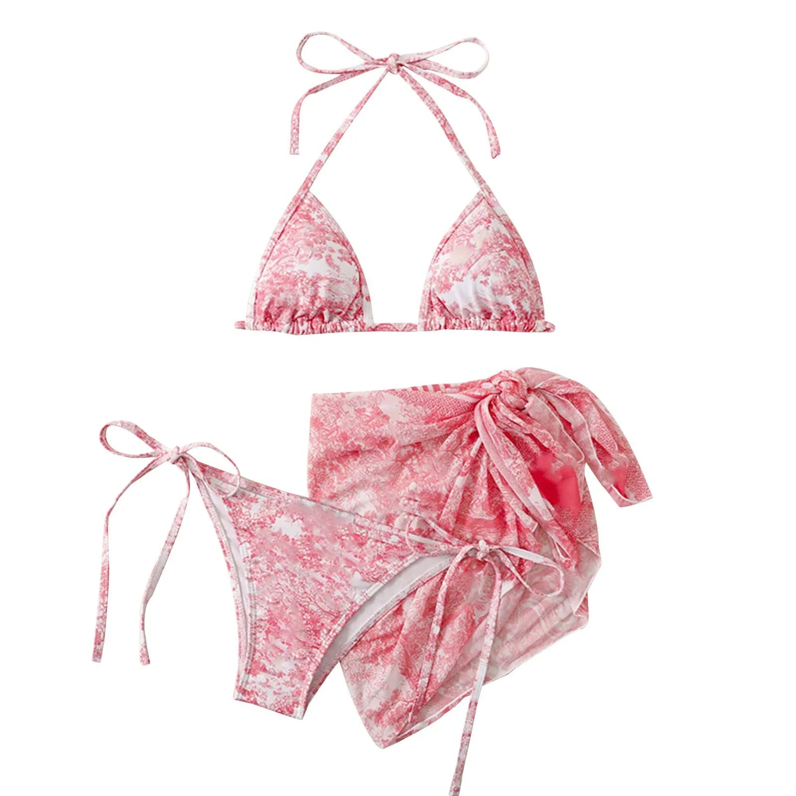 Dam 3-delad Bikiniuppsättning Trådlöst Stöd Polyester Spandex Nylon-2