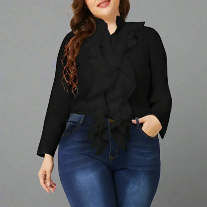 Vit Dam Blus Klassisk Passform Polyester Spandex-6