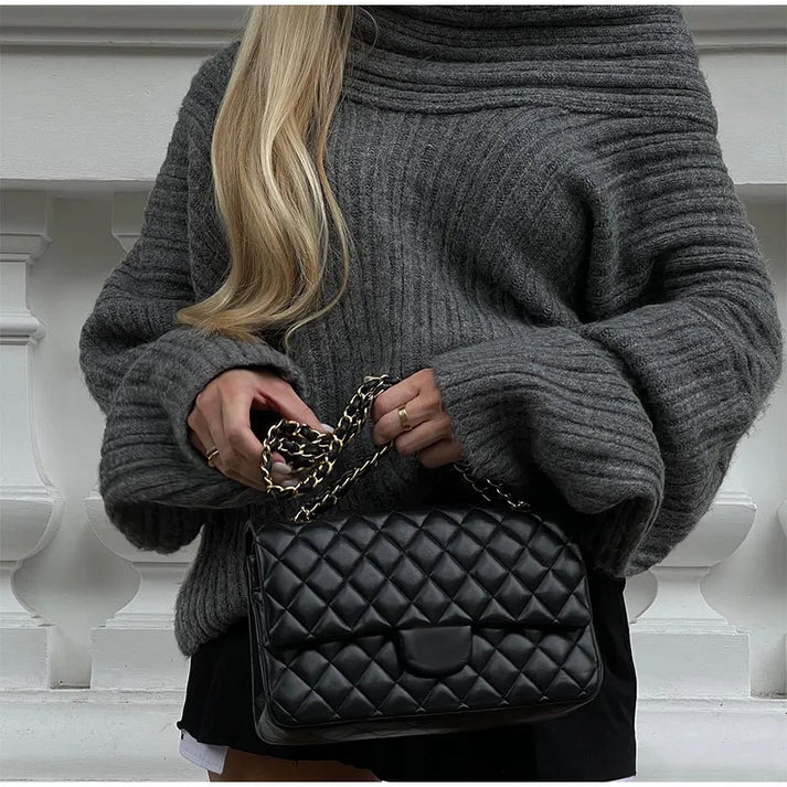 Dam Off-Shoulder Kofta Stickad Geribbet-1