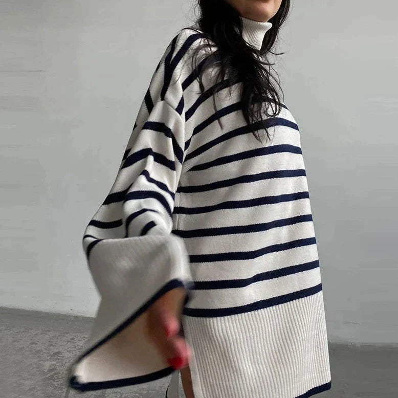 Dam Tröja Luftig Design med Krage i Högkvalitativ Bomullsblandning-3