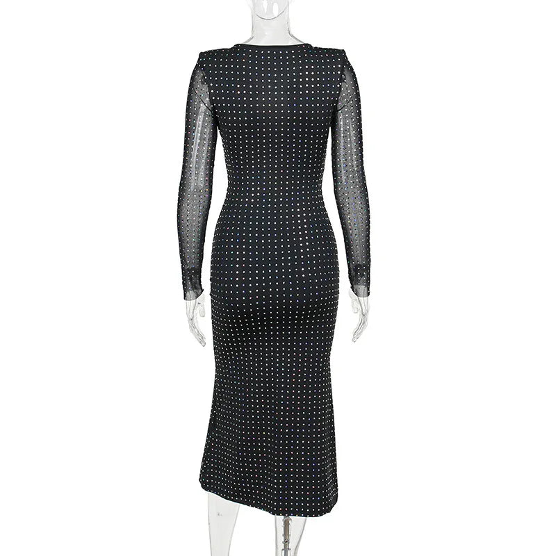 Maxiklänning Dam med Paljetter Kalvslängd Polyester Spandex-6