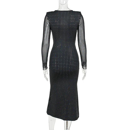 Maxiklänning Dam med Paljetter Kalvslängd Polyester Spandex-6