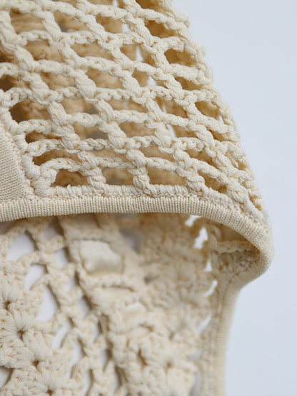 Dam Topp Trasig Design Cirkulär Halsringning Bomull Polyester-3