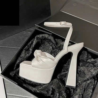 Dam Sandaler Ankelband PU-Material med Hög Klack-3