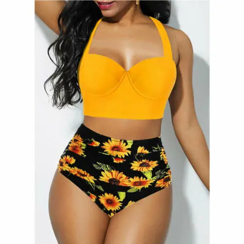 Dam Blommönstrade Shorts Hög Midja Polyester-1
