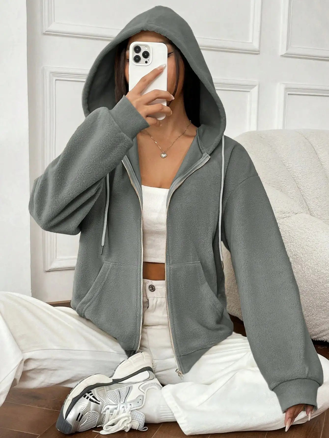 Herren Zip Hoodie Robust Material Mjuk och Bekväm 6
