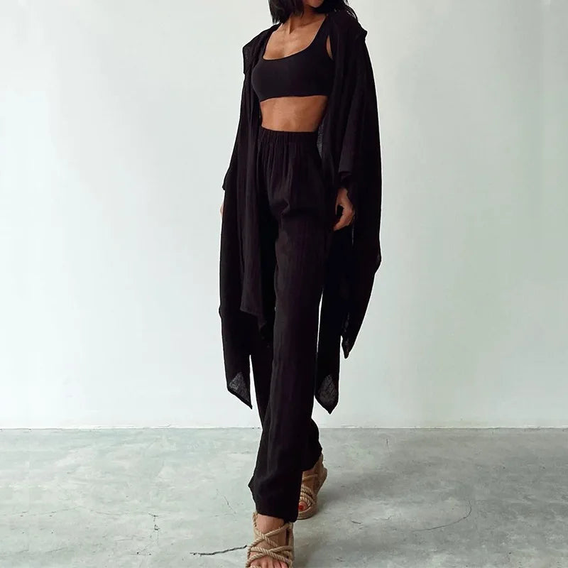 Kvinnors Kofta Bredbyxor Modern Chic Mjuk Bomull 8